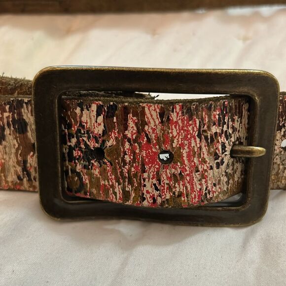 LEATHER ISLAND BY BILL LAVIS PERFECTLY DISTRESSED MEN'S leather belt size 38 - Picture 6 of 13